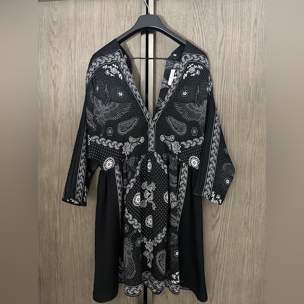 Sandro Paisley black & white Midi dress